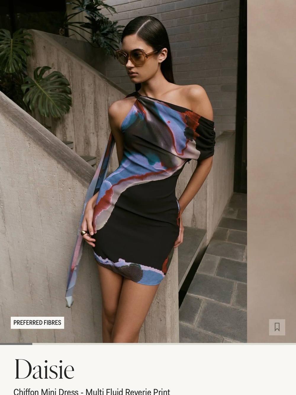 Meshki One-Shoulder Chiffon Mini Dress - Multicolor